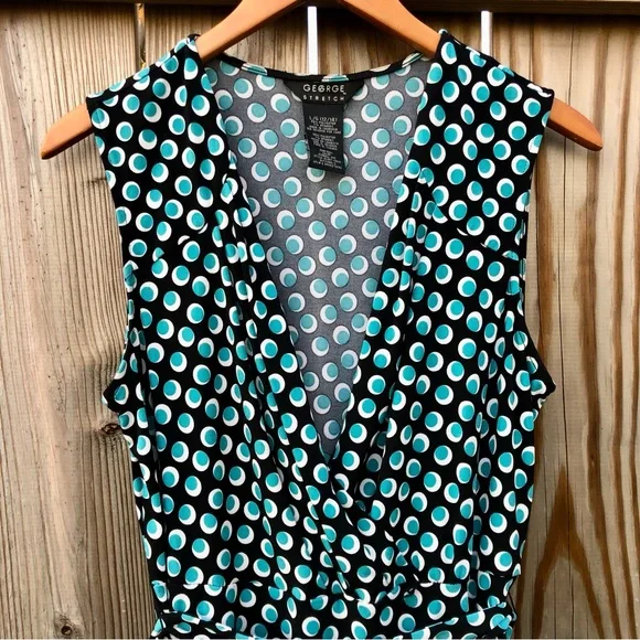 Polka Dot Dress Stretch 12/14 100% polyester Belted - Picture 8 of 8